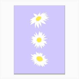 Daisy Pattern on Purple Canvas Print