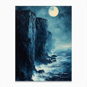 Full Moon Over The Cliffs, Monochrome, Charcoal Style Leinwandbild