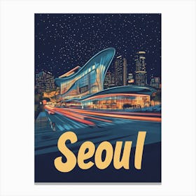 Aihrgdesign A Retro Travel Poster For Seoul Canvas Print