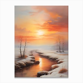 Sunset In The Snow . 1 Canvas Print