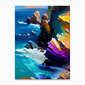Coastal Cliffs And Rocky Shores Waterscape Bright Abstract 2 Canvas Print