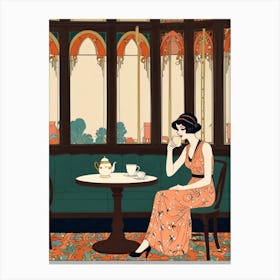 Lady In A Tea Room Canvas Print