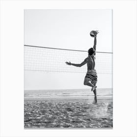 Beach Volleyball Black And White Sport Photography Canvas Print