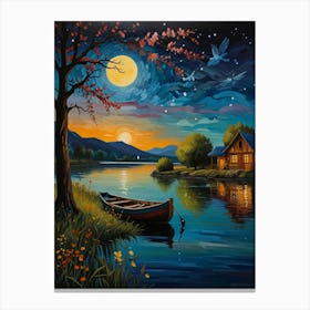 Night By The Lake 7 Canvas Print