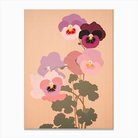 Pansies Flower Big Bold Illustration 2 Canvas Print