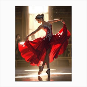 Ballerina In Red Dress Canvas Print