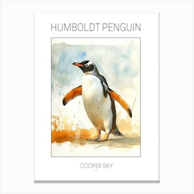 Humboldt Penguin Cooper Bay Watercolour Painting 4 Poster Canvas Print