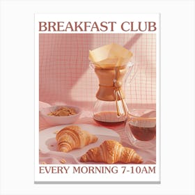 Breakfast Club Chemex Coffee And Croissants 3 Canvas Print
