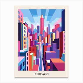Chicago Colourful Travel Poster 4 Canvas Print