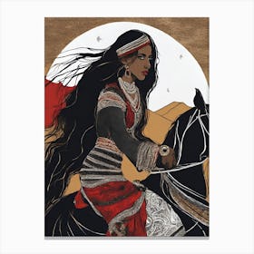 Woman African A Horse Canvas Print