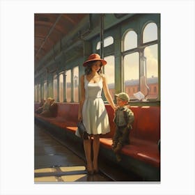 Girl And A Boy On A Train art print Canvas Print