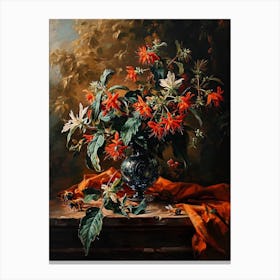 Baroque Floral Still Life Bee Balm 4 Canvas Print
