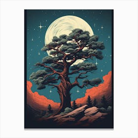  Retro Illustration Of A Joshua Tree With Starry Sky 1 Canvas Print