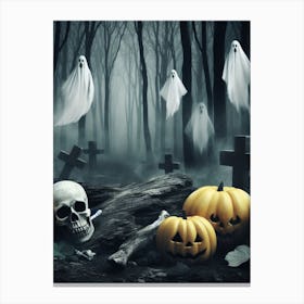 Halloween Ghosts In The Woods Canvas Print