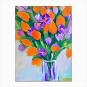 Crocus Floral Abstract Block Colour Flower Canvas Print