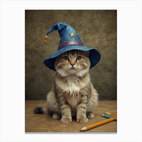 Cat In A Wizard Hat Canvas Print