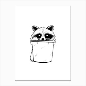 A Minimalist Line Art Piece Of A Tanezumi Raccoon 2 Canvas Print