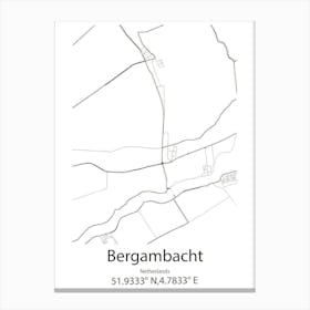 Bergambacht,Netherlands Minimalist Map Canvas Print