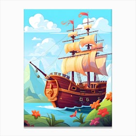 Pirate Ship In The Sea Canvas Print