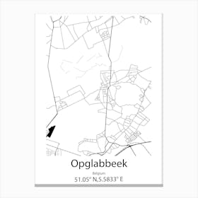 Opglabbeek,Belgium Minimalist Map Canvas Print