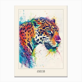 Jaguar Colourful Watercolour 3 Poster Canvas Print