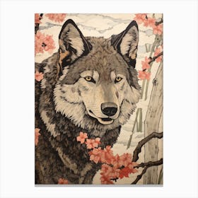 Gray Wolf Vintage Japanese 1 Canvas Print