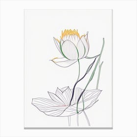 Lotus Flower In Garden Minimal Line Drawing 4 Canvas Print