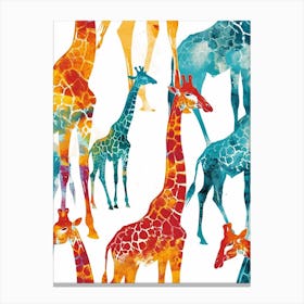Giraffe Watercolour Colourful Pattern 4 Canvas Print