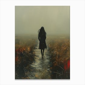 Woman Walking In The Fog Canvas Print