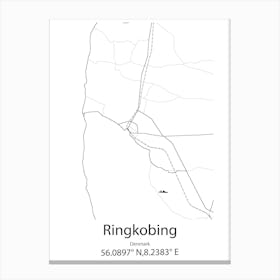 Ringkobing,Denmark Minimalist Map Canvas Print