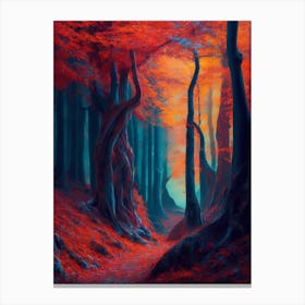 A Surreal Landscape Of A Forest In Autumn Canvas Print