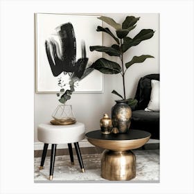 Gold And Black Living Room Canvas Print