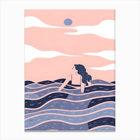 Sea Swimming In The Beach Waves Canvas Print Canvas Print