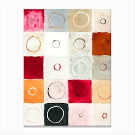 Watercolor Circles Red Orange Beige abstract painting hand painted art living room office hotel square chapes geometry minimal minimalist geometric Canvas Print