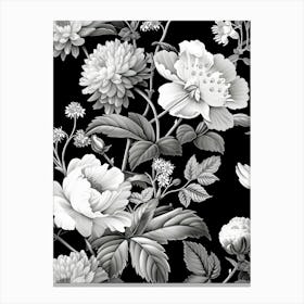 Great Japan Hokusai Monochrome Flowers 1317 Canvas Print