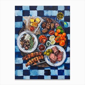 Mediterranean Mezze Board Blue Checkerboard 2 Canvas Print