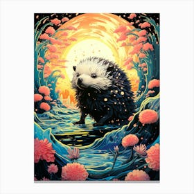 Hedgehog In The Water Canvas Print