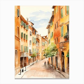 Bologna, Italy Watercolour Streets 3 Canvas Print