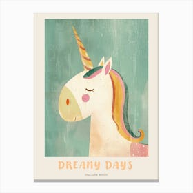 Pastel Storybook Style Unicorn 3 Poster Canvas Print