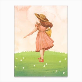 Mid Century Inspired, Girl In Spring Canvas Print