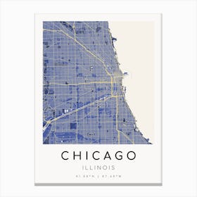 Chicago Map Print - Vermeer style Canvas Print