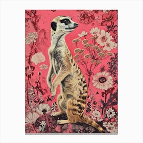 Floral Animal Painting Meerkat 1 Canvas Print