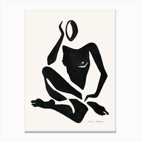 Minimal Black Nude Painting Crossed Legs Canvas Print