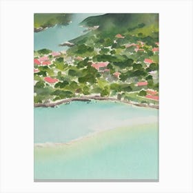 Curaçao Watercolour Tropical Destination Canvas Print