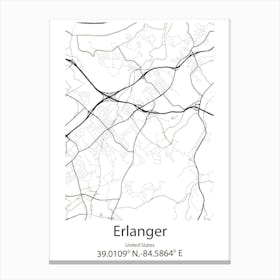 Erlanger,United States Minimalist Map Canvas Print