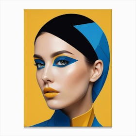 Geometric Woman Portrait Pop Art Fashion Yellow (30) Canvas Print