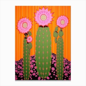 Mexican Style Cactus Illustration Fishhook Cactus 3 Canvas Print