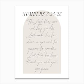 The Lord bless you and keep you. -Numbers 6:24-26 Minimal Boho Beige Arch Script 1 Canvas Print