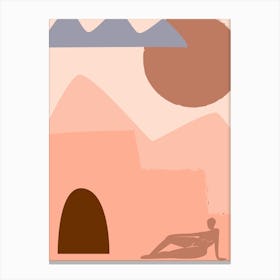 Sand Dunes. Woman and Desert - boho travel pastel vector minimalist Canvas Print