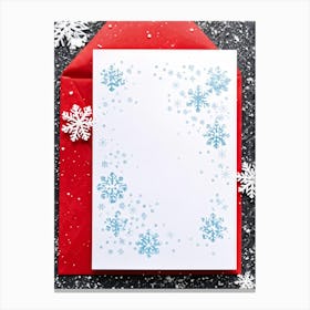 Abstract Winter Themed Illustration Featuring A Small White Ornament Framed By Satin Snowflakes On (2) Canvas Print